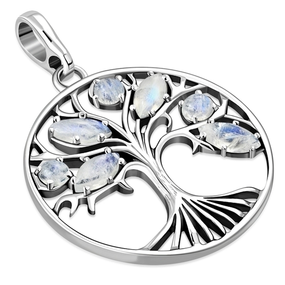 ✴️LAST ONE✴️Pendant--Tree of Life Rainbow Moonstone in 925 Silver - Picture 1 of 4